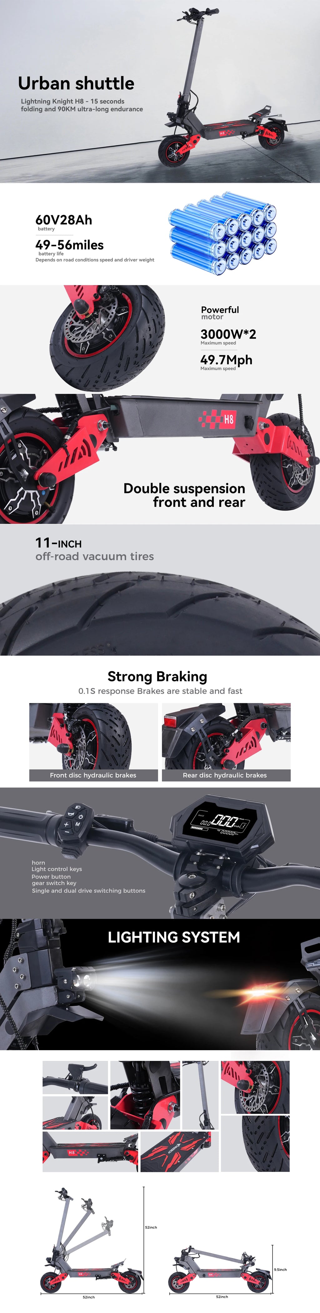 H8 DualForce 6000 E-Scooter